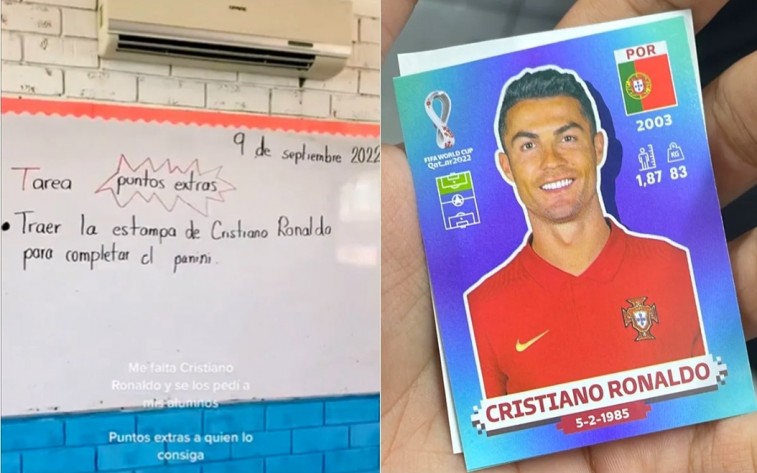 Álbum Qatar 2022: Maestra deja de tarea encontrar la estampa de Cristiano Ronaldo; dará puntos extra