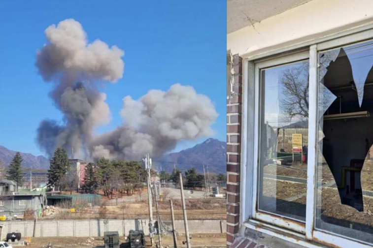 PROYECTIL IMPACTA EN POCHEON, COREA DEL SUR